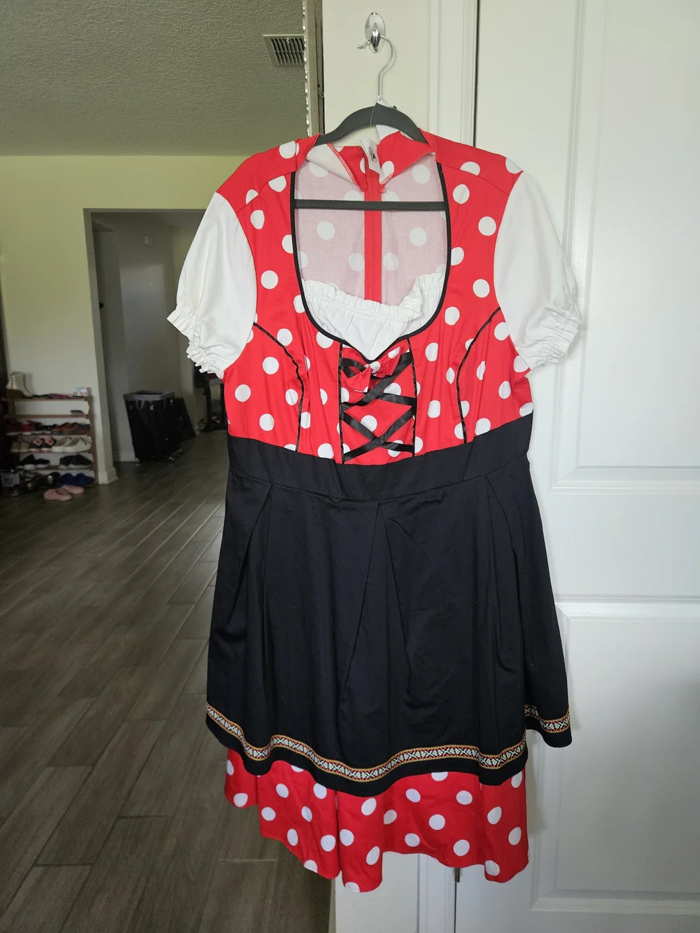 Disney Dress Shop Minnie Polka Dot Red & Black Drindl Oktoberfest Nwt 2X